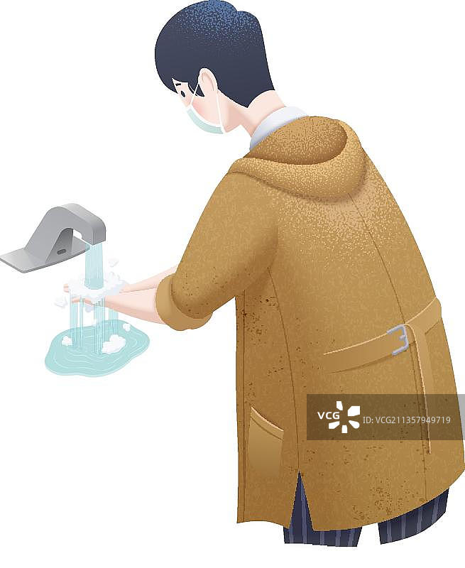 后面那个人正在洗手图片素材
