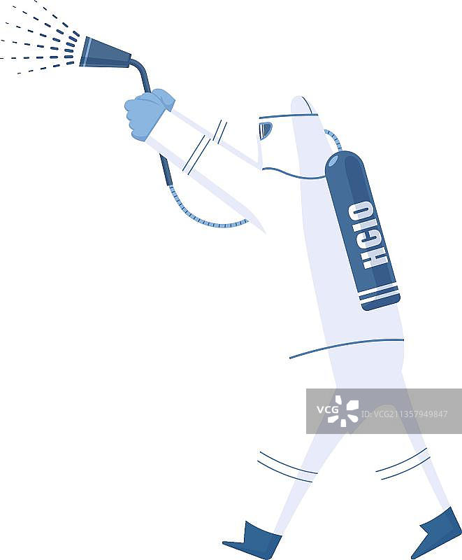 穿着防护服拿着喷雾器的人图片素材