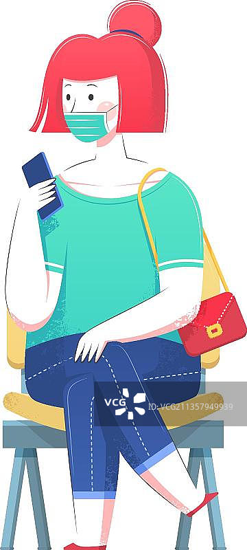 女孩坐在椅子上拿着智能手机图片素材