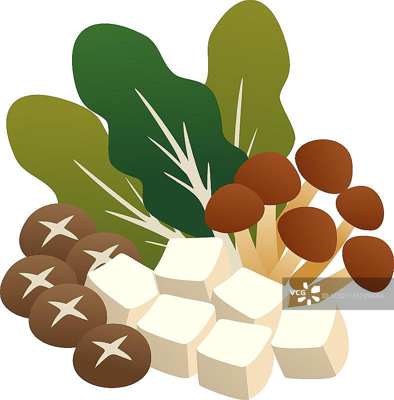 蘑菇，豆腐和白菜图片素材