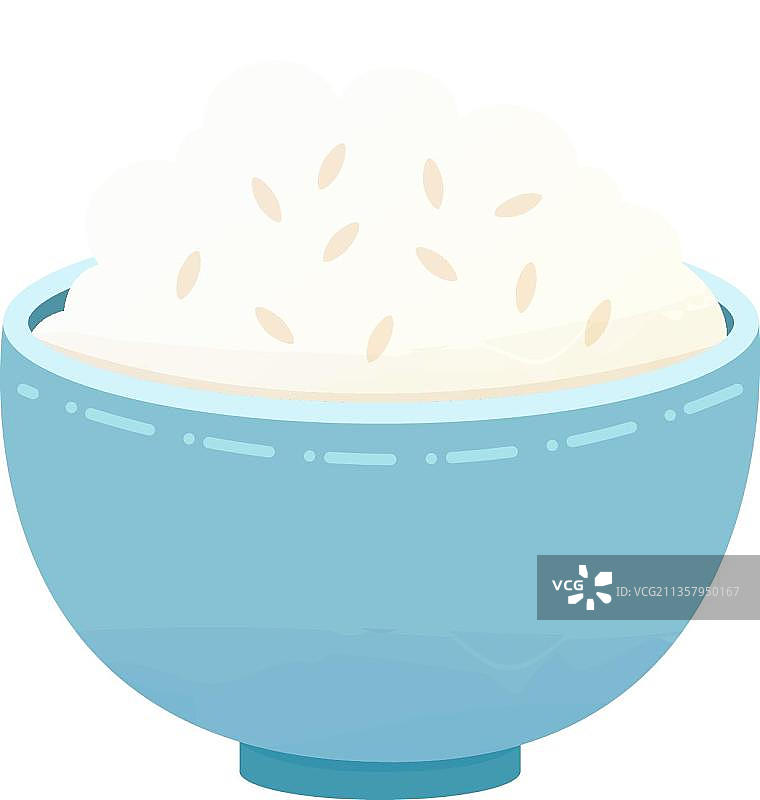 一碗米饭，上面有一些谷粒图片素材