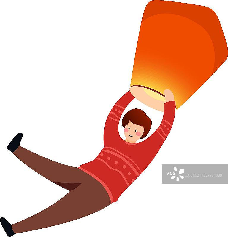 人带着天灯飞翔图片素材