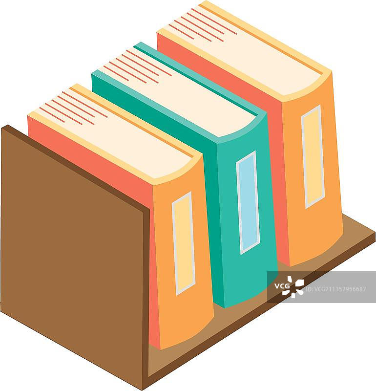 书架上的等距书图片素材