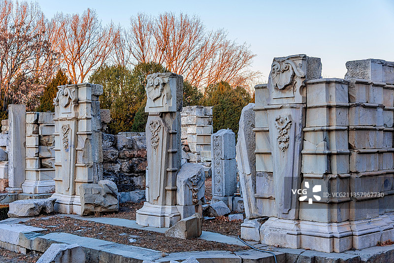 中国北京圆明园遗址公园西洋楼遗址海晏堂图片素材