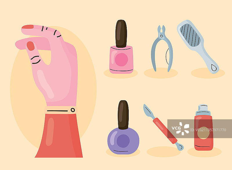 七件美甲用品图片素材