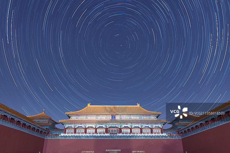 北京故宫午门星轨图片素材