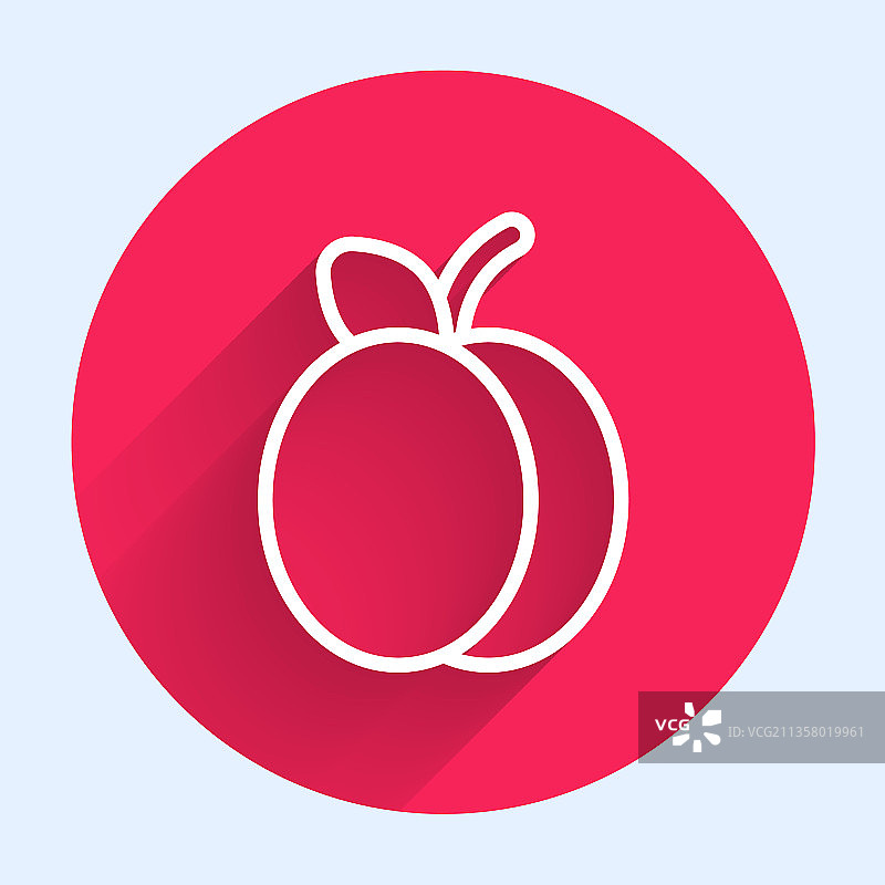 白色线条李子水果图标，长阴影图片素材