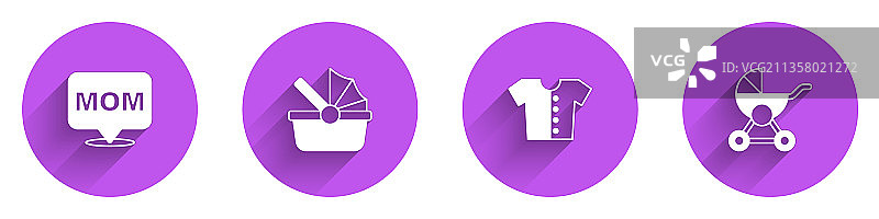 带婴儿车和T恤的对话气泡图片素材