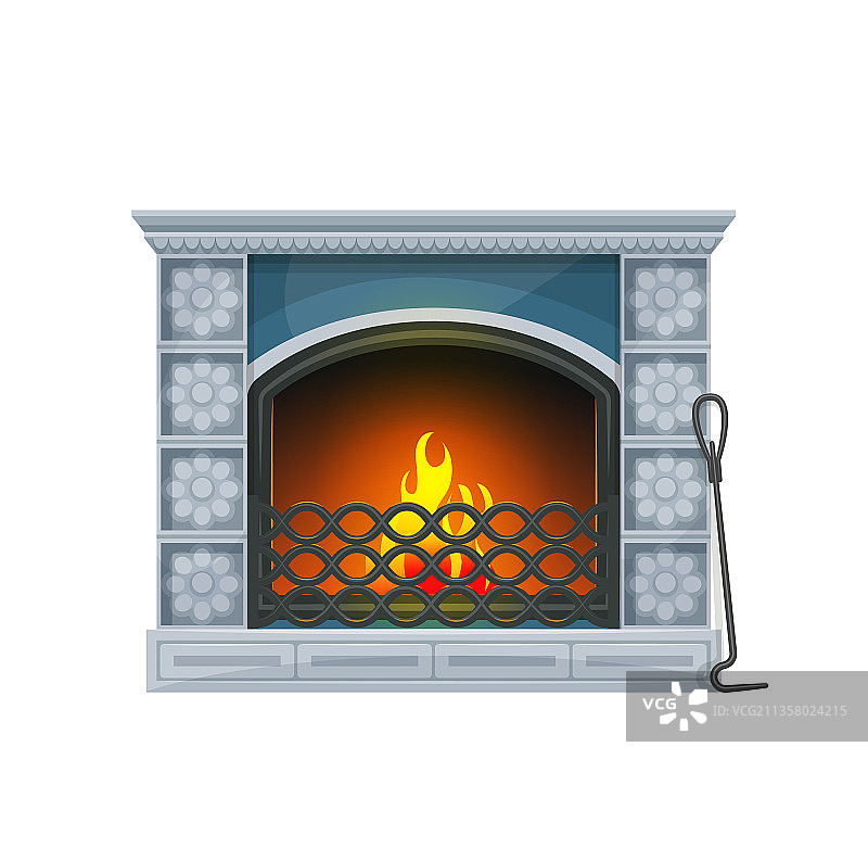 燃着火焰的壁炉家居内饰图片素材
