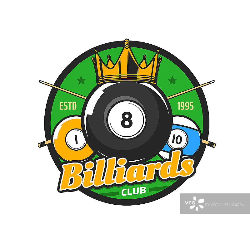 台球运动和俱乐部复古图标图片素材