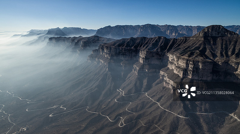 河南省安阳市林州市太行山大峡谷冬日航拍图片素材