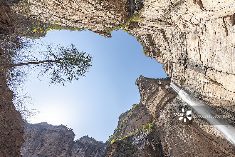 河南林州市石板岩太行大峡谷风景区与龙床沟大瀑布风光图片素材