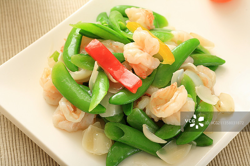 蜜豆百合炒虾球图片素材