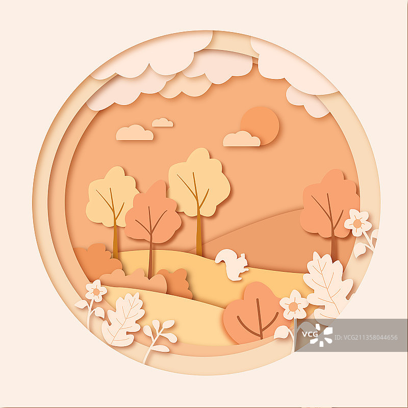 秋天-剪纸风图片素材