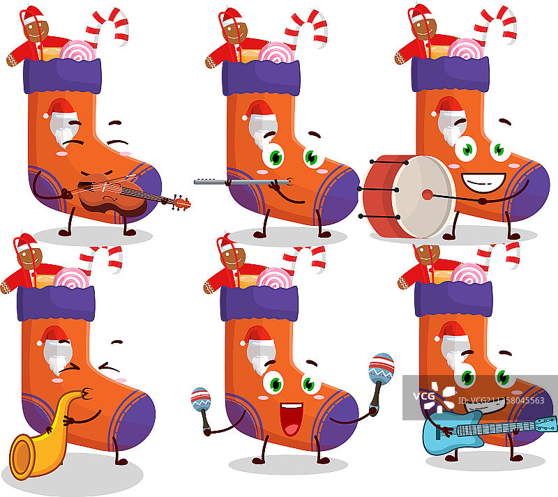 带有礼物的圣诞袜卡通形象图片素材