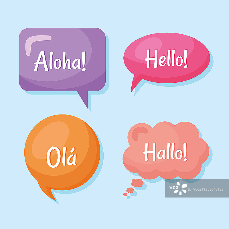 四个全球问候气泡图片素材