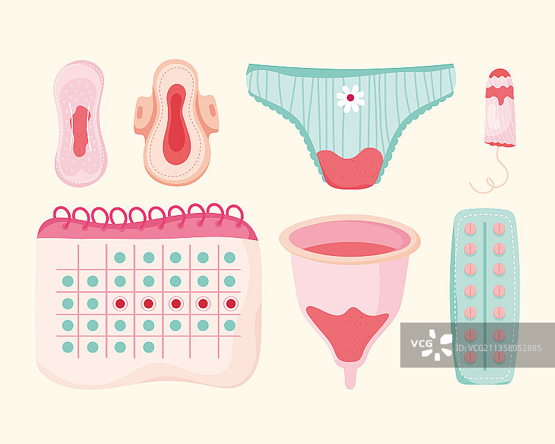 月经期七个图标图片素材