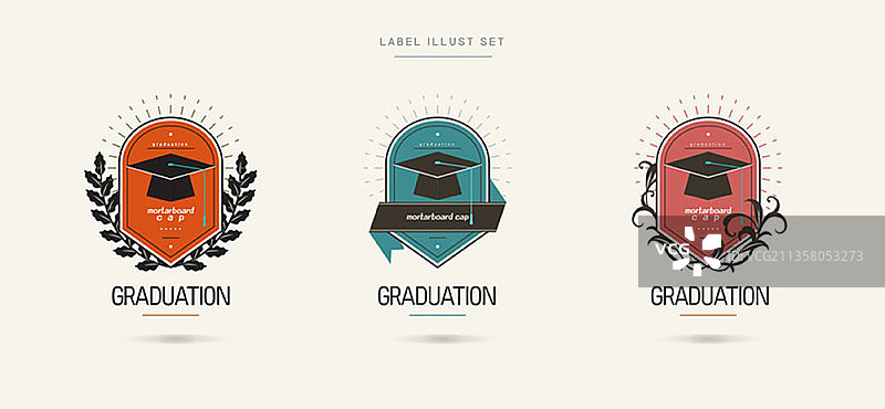 毕业典礼符号矢量标签集图片素材