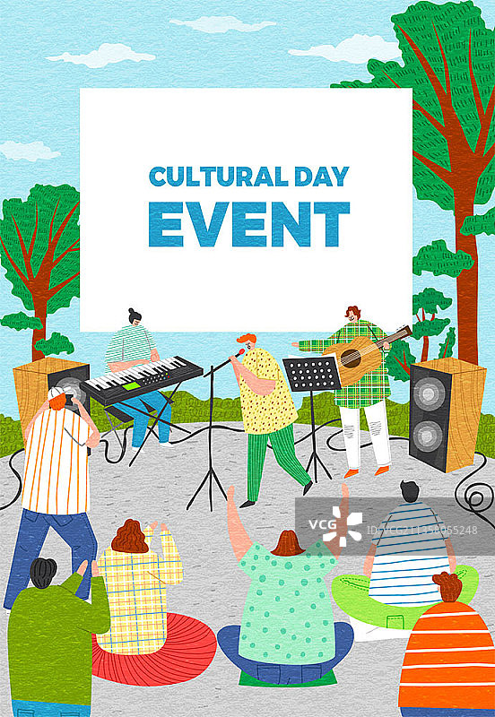 户外乐队表演和观众图片素材