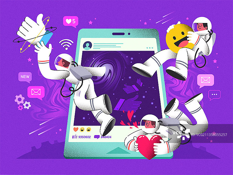 宇航员在社交网络上图片素材