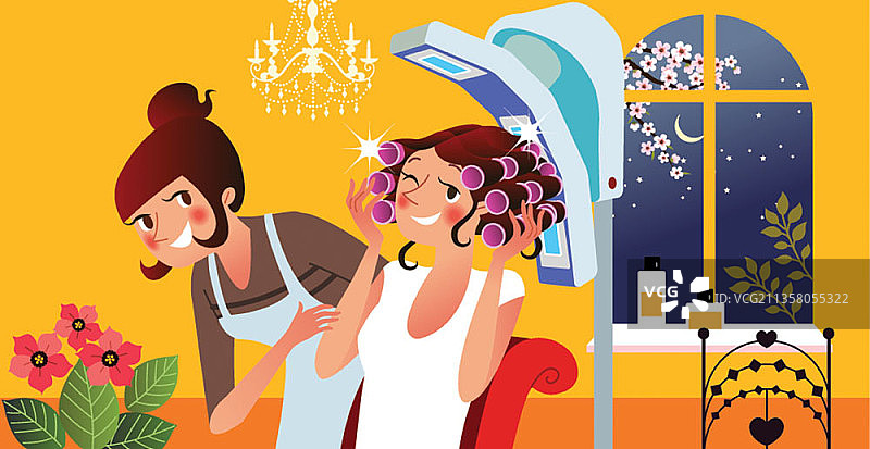 女人烫发图片素材