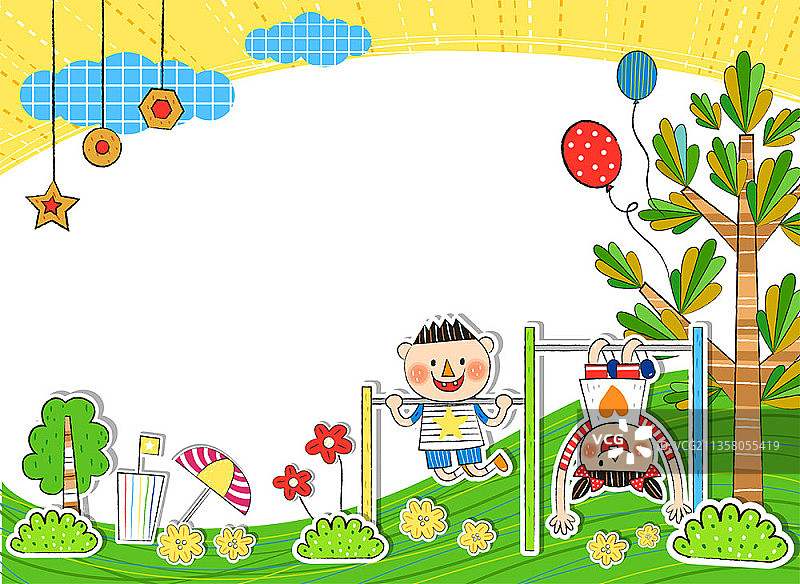 孩子们玩单杠图片素材