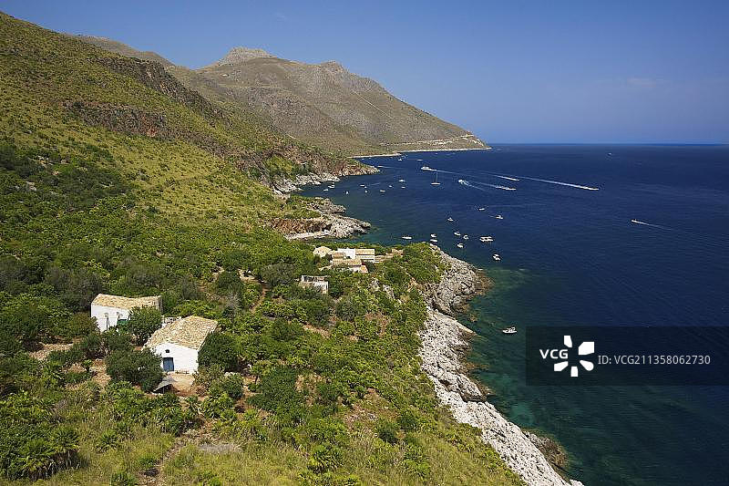 津加罗自然保护区海滩海湾，意大利西西里岛特拉帕尼省圣维托洛卡波图片素材
