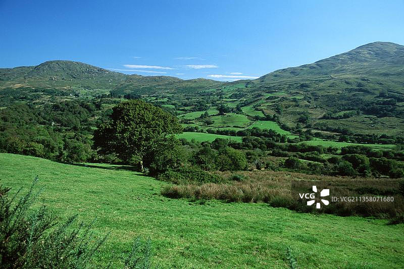 凯马内山口的丘陵景观，谢希山脉，科克郡，爱尔兰，欧洲图片素材