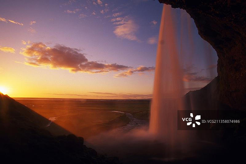 欧洲冰岛的塞里雅兰瀑布图片素材