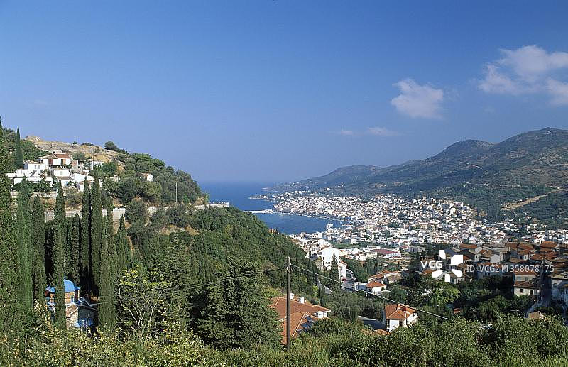 萨摩斯镇，瓦蒂，希腊萨摩斯岛图片素材