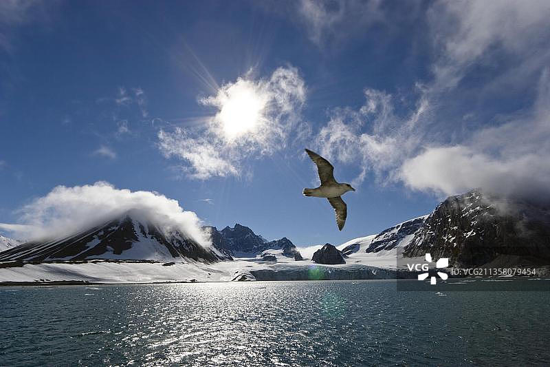 欧洲挪威斯瓦尔巴群岛斯匹茨bergen岛的霍恩松图片素材