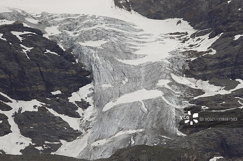 瑞士格里松斯恩加丁伯尔尼纳山口的坎布雷纳冰川图片素材