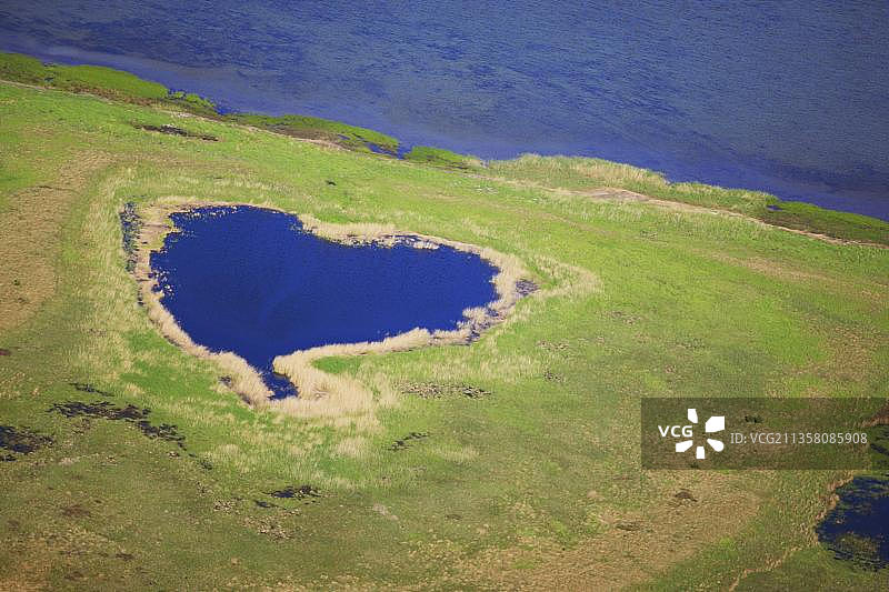 德国希登塞岛心形池塘风光图片素材