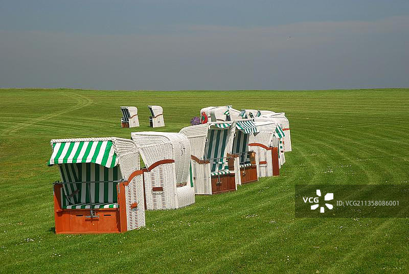 德国石勒苏益格-荷尔斯泰因州诺德strand海滩椅图片素材