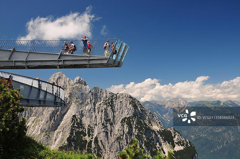 阿尔卑斯山峰观景台，阿尔卑斯山峰，加米施-帕滕基兴，巴伐利亚，德国，欧洲图片素材