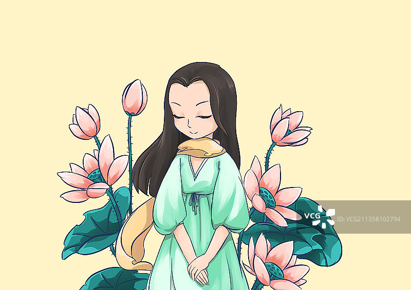 女孩和花图片素材