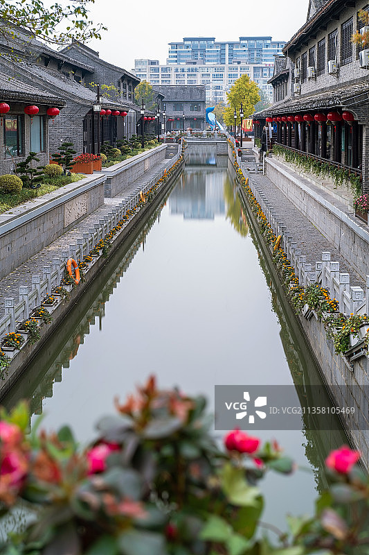 江苏盐城水街秋日景色图片素材
