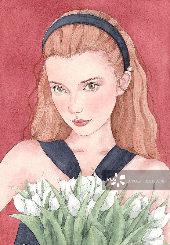 少女与花图片素材