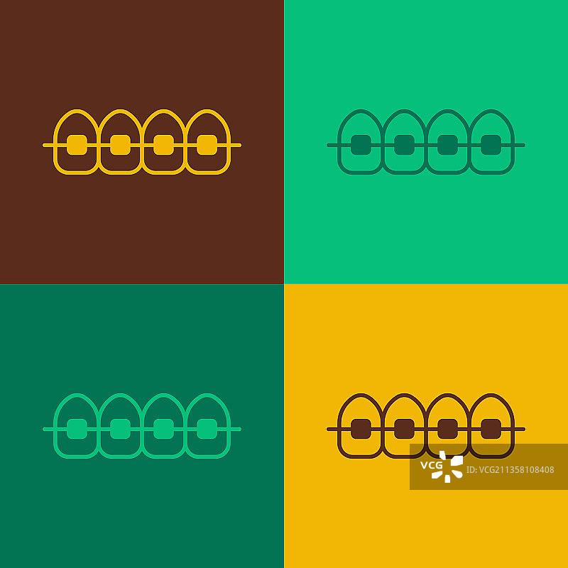 波普艺术：牙套牙齿图标图片素材