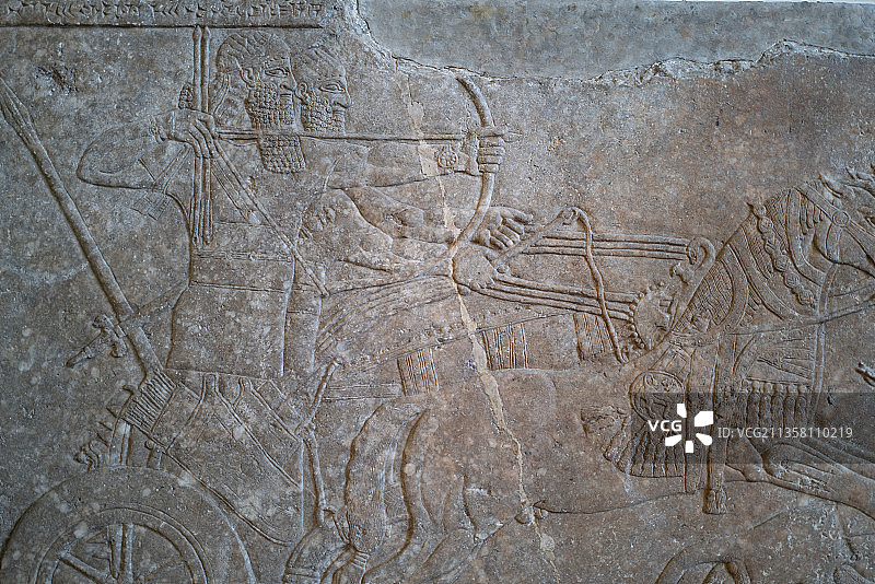 柏林佩加蒙博物馆藏亚述猎狮浮雕图片素材