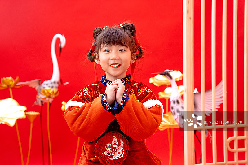 新年小孩拜年图片素材