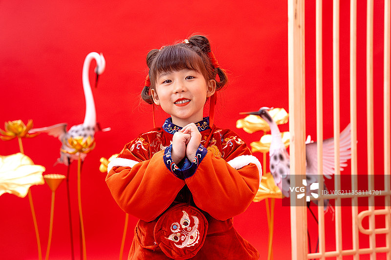 新年小孩拜年图片素材