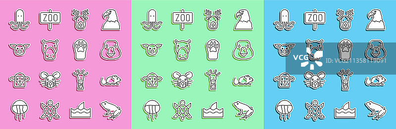 青蛙、老鼠、鹅、鸟、鹿头图片素材