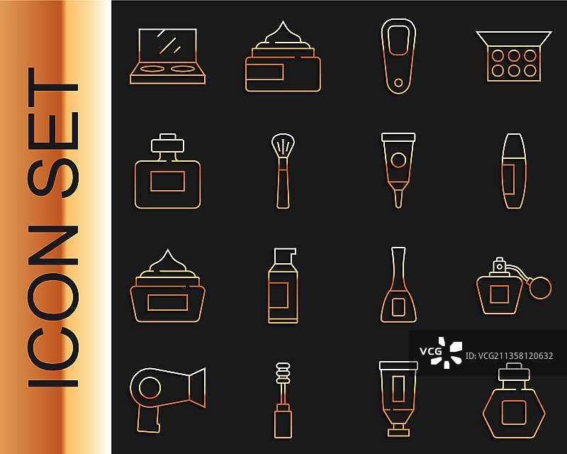 香水、睫毛膏刷与足部浮石线条图片素材