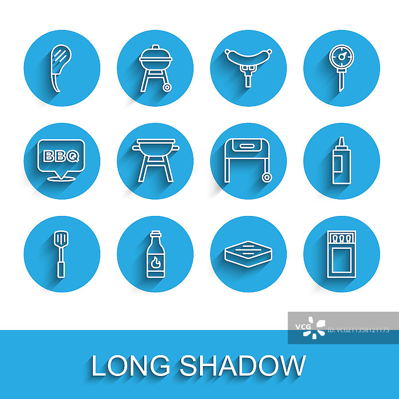 烧烤铲辣椒酱肋眼线条图标图片素材