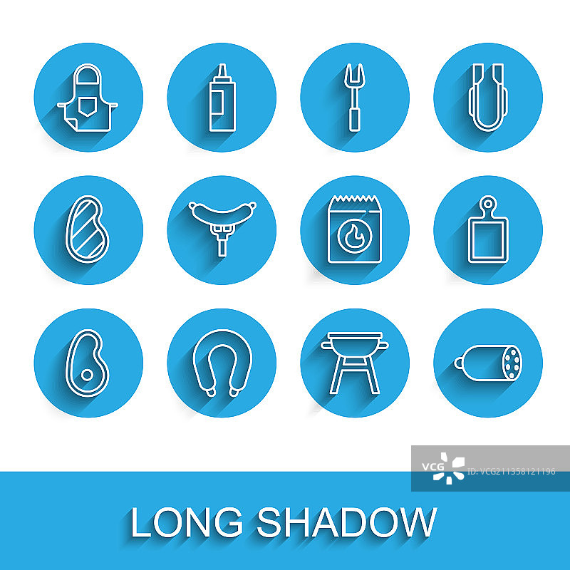 牛排肉香肠厨房围裙线条图片素材