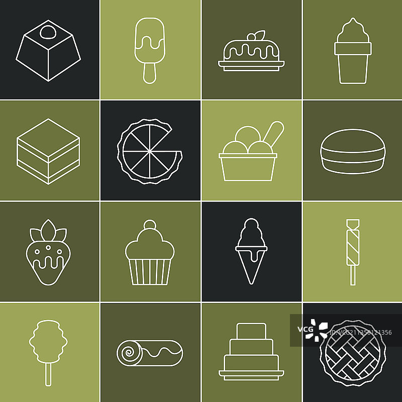 自制馅饼糖果马卡龙饼干蛋糕线条组合图片素材