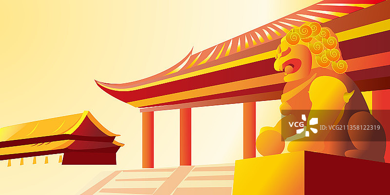 中国风建筑石狮子图片素材