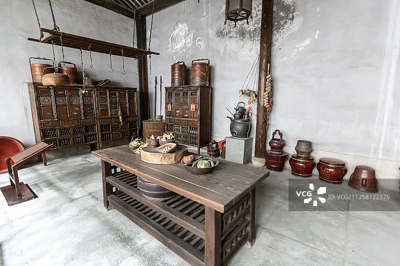 浙江省杭州市胡雪岩故居：大厨房图片素材