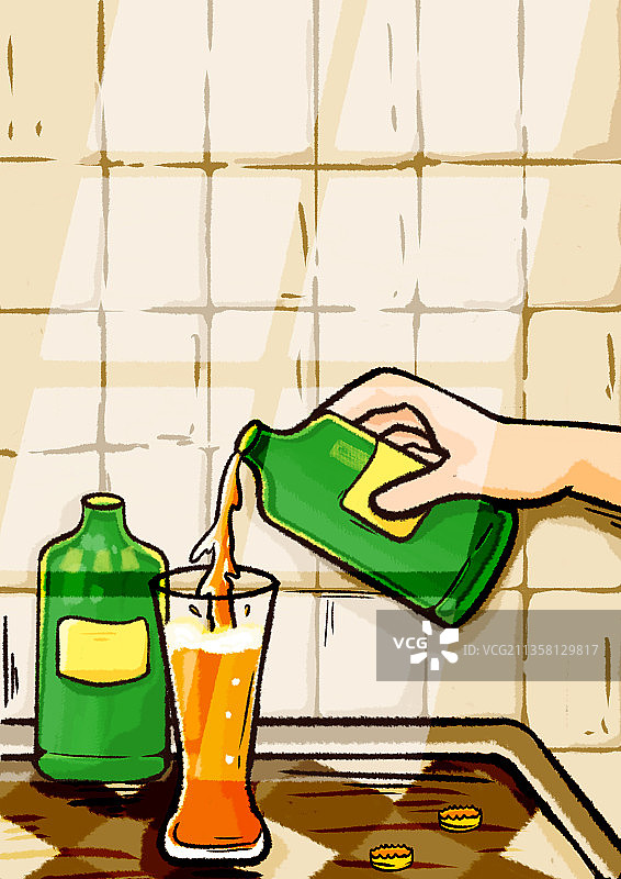 一个人喝酒插画图片素材